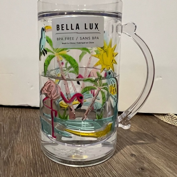 SOLD! Super Cute Bella Lux Flamingo Freezer Mugs- Set of 2- NWT - Picture 2 of 3